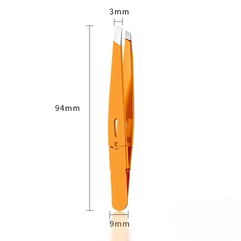 Colorful Slanted Eyebrow Tweezers Premium Stainless Steel for Fine Hair Pulling, Professional Beauty & Makeup Removal Tools