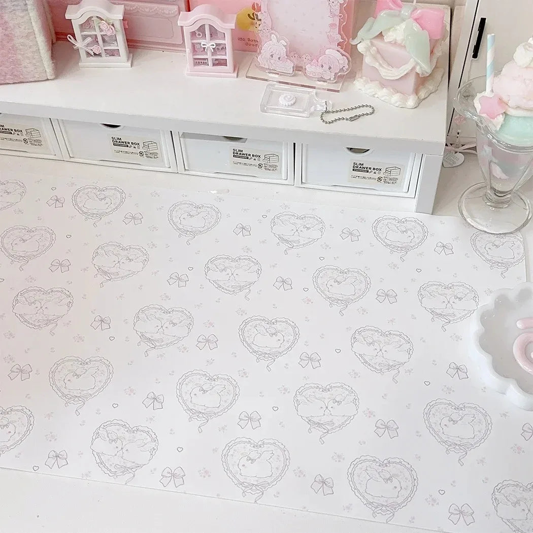 Kawaii Pink Rabbit Leather Desk Pad Mouse Protector Non-Slip Large Mouse Pad Home &Office Desk Mat PU Leather Laptop Mouse Pad