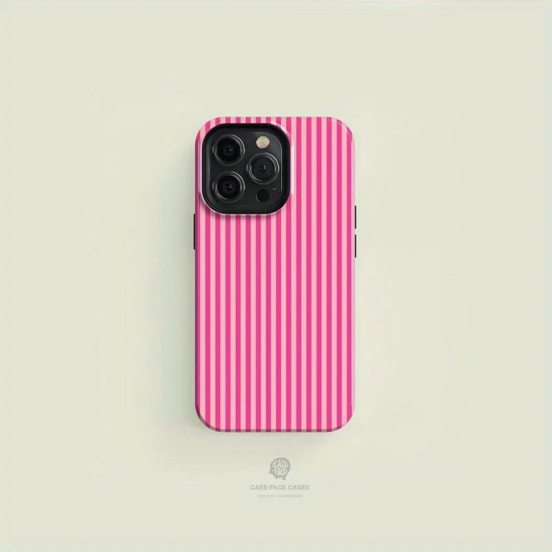 Striped Pink on Pink Tough Phone Case IPhone 16 15 14 13 12 11 Pro Max Casings Cover Cheap Cell Phones Cell Phone Accessories