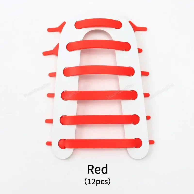 12Pcs Silicone Shoelaces for Shoes Elastic Laces Sneakers No Tie Shoe laces Kids Adult Rubber Shoelace One Size Fits All Shoes