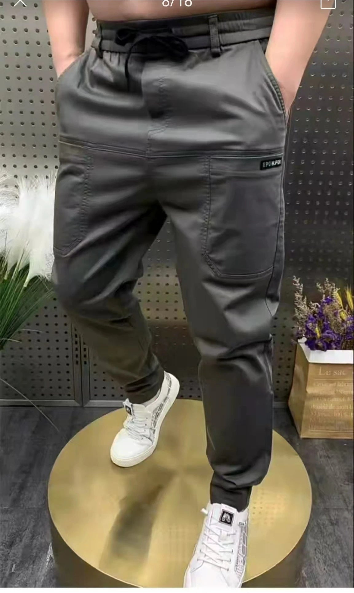Men's High Stretch Multi-pocket Skinny Cargo Pants Multi-pocket Sweatpants Solid Color Casual Work Outdoor Joggers Trousers