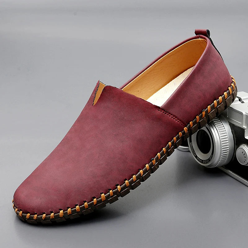 Jumpmore New style casual handmade moccasins Leather loafers Men Driving Shoes Size 39-48