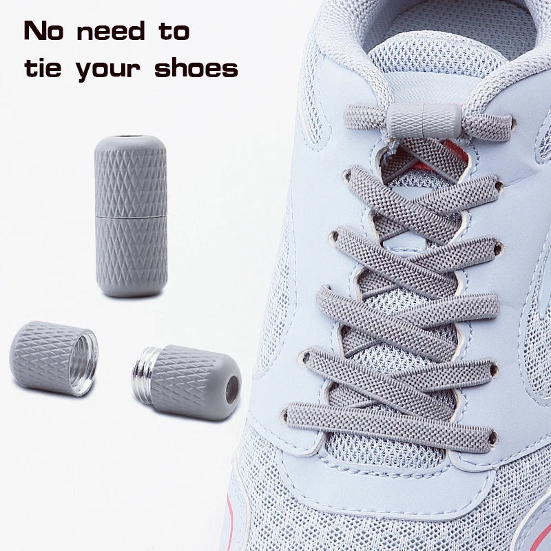 Metal Capsule Buckle Shoelaces without ties Sneaker Flats Elastic Laces Kids Adult Quick Lace On/Off Shoelace 1Pair/2Pair