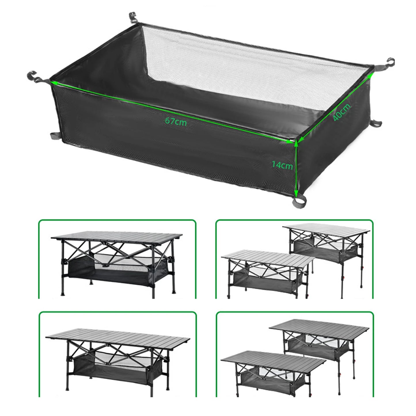 Camping Table Hanging Net Mesh Basket Organizer Rack Bag Net Bag Under Table Storage Bag For Outdoors Picnic Cookware
