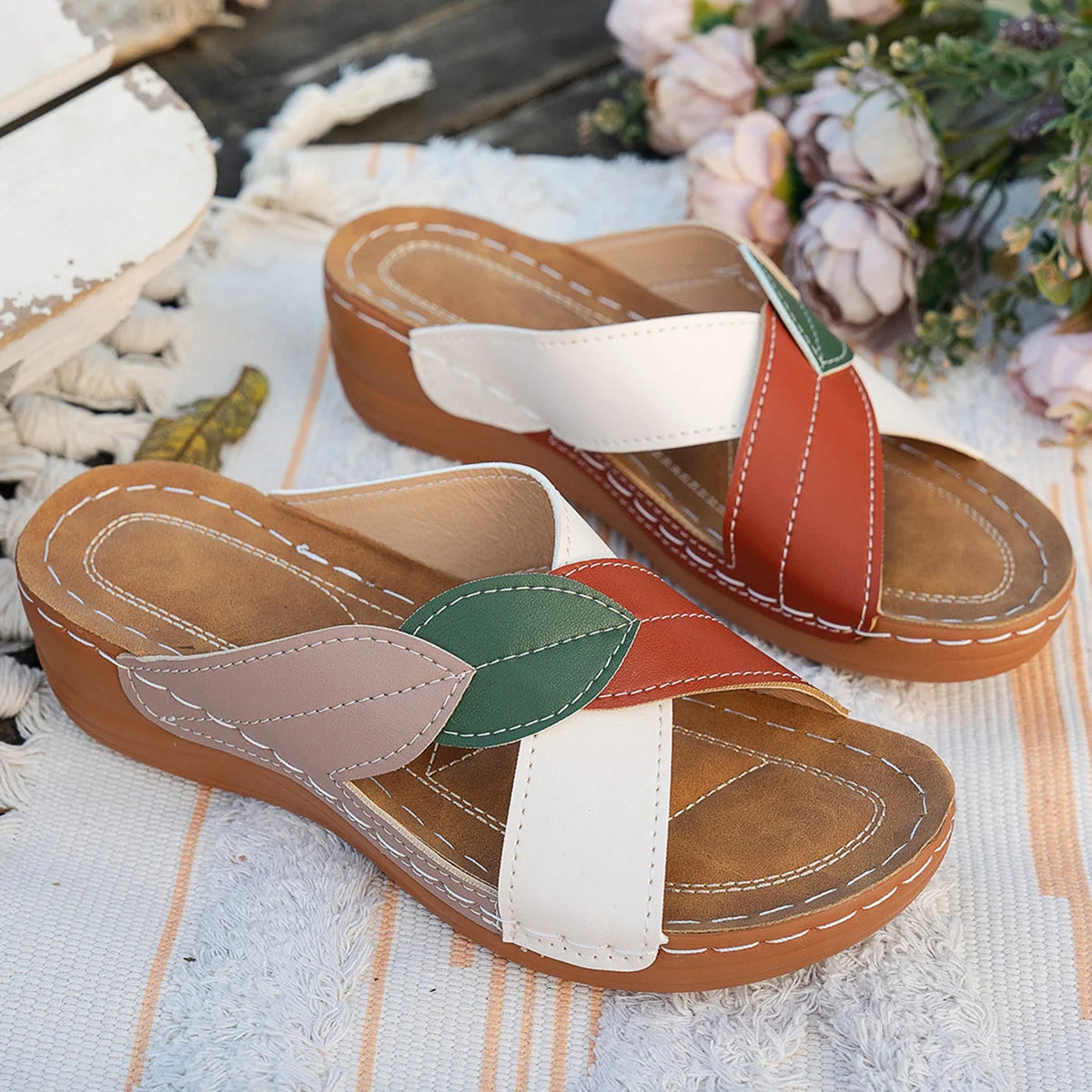 Summer Women Sandals Shoes Party Ladies Shoes Slides Sandals Ladies Wedge Sandals Woman Non-Slip Footwear Women Slippers Female