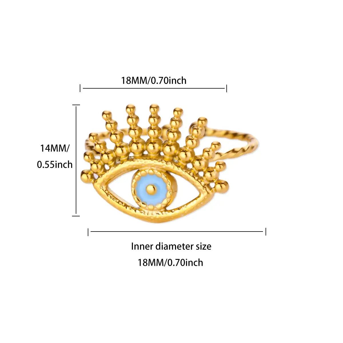 Luxury Zircon Evil Eye Rings For Women Gold Color Lucky Eye Opening Ring Women Trendy Punk Gothic Aesthetic Jewelry Accessories