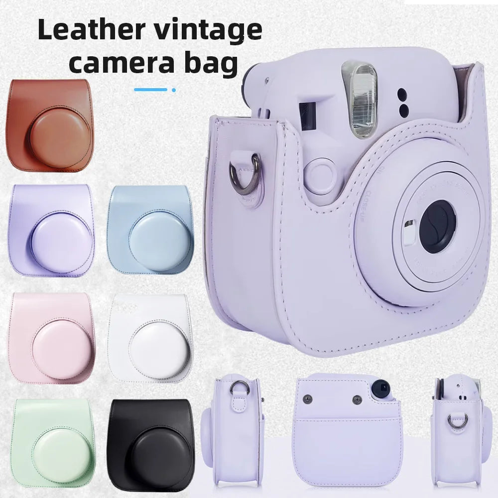 Retro Instant Camera Protective Case Camera Shoulder Bag PU Leather Lightweight Accessories for Fujifilm Instax Mini 12/11/9/8