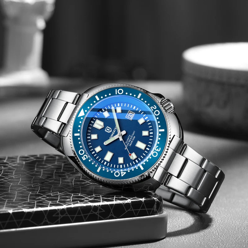 QINGXIYA 2025 New Men Stainless Steel Watch Quartz Waterproof Male Clock Business Watch Mens Watches Top Brand Luxury Men Watch