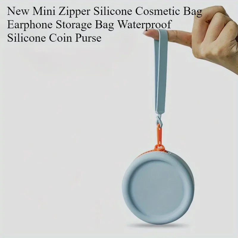 1Pc New mini zipper silicone makeup bag headphone storage bag waterproof silicone coin wallet