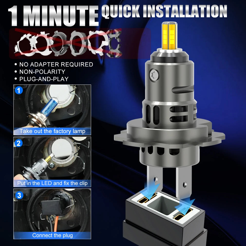 XSTORM 2PCS H7 360° LED Light Bulbs 300W 30000LM Headlight for Car H7 LED Canbus With Fan Turbo Lights Driving Running Lamps