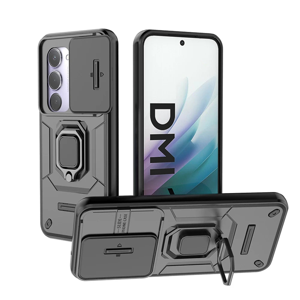 For Xiaomi Redmi 15 4G 171mm Case Slide Camera Protect Phone Case For Redmy 15 Redmi15 4G Magnetic Ring Holder Armor Back Cover