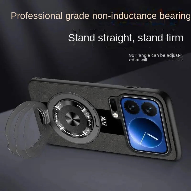 Case For Xiaomi 17 Pro Max 360 Rotating Magnetic Holder Luxury Silicone Sheepskin Leather Back  For Mi17 Xiaomi 17Pro Max Cover