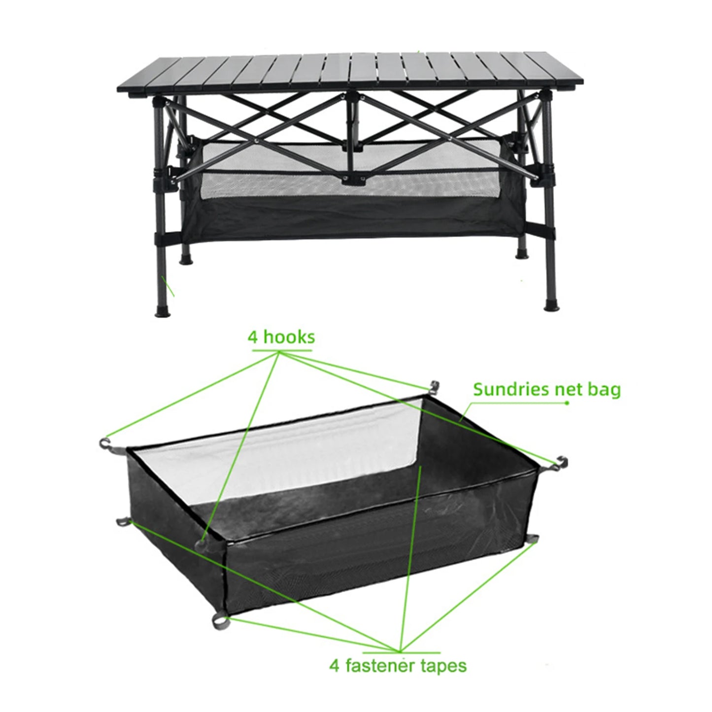 Camping Table Hanging Net Mesh Basket Organizer Rack Bag Net Bag Under Table Storage Bag For Outdoors Picnic Cookware