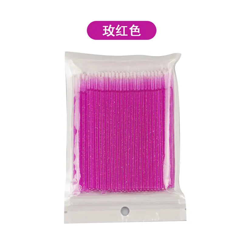 100Pcs Crystal Eyelash Cleaning Brush Lashes Extension Micro Cotton Swab Lash Removing Microbrush Beauty Makeup Tools