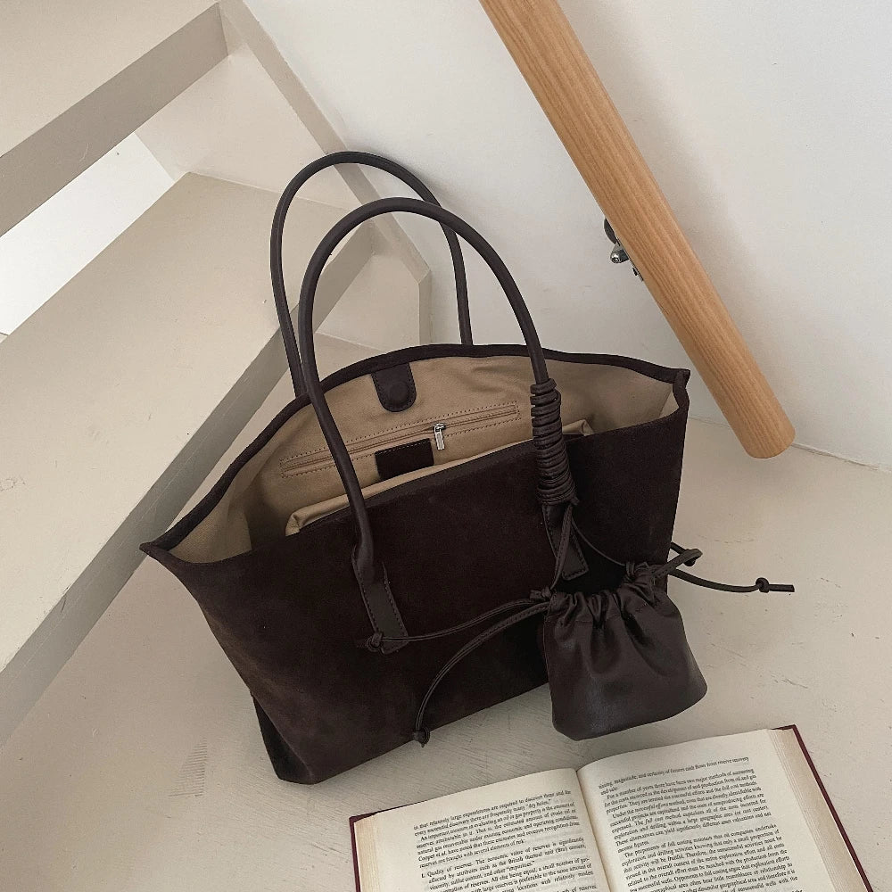 Motingsome Oversized Suede Tote Bag Women Shoulder Handbag and Purses Luxury Design Bags Roomy Casual Tote Large Capacity New In