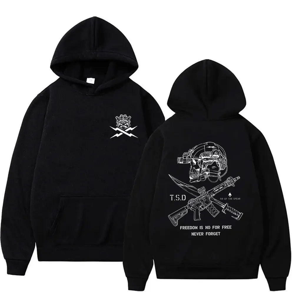 2025 Cool Sparta X-ray Tactical Skull Print Men Women Hooded Sweatshirt Autumn Winter Daily Outdoor Casual Loose Warm Sportswear
