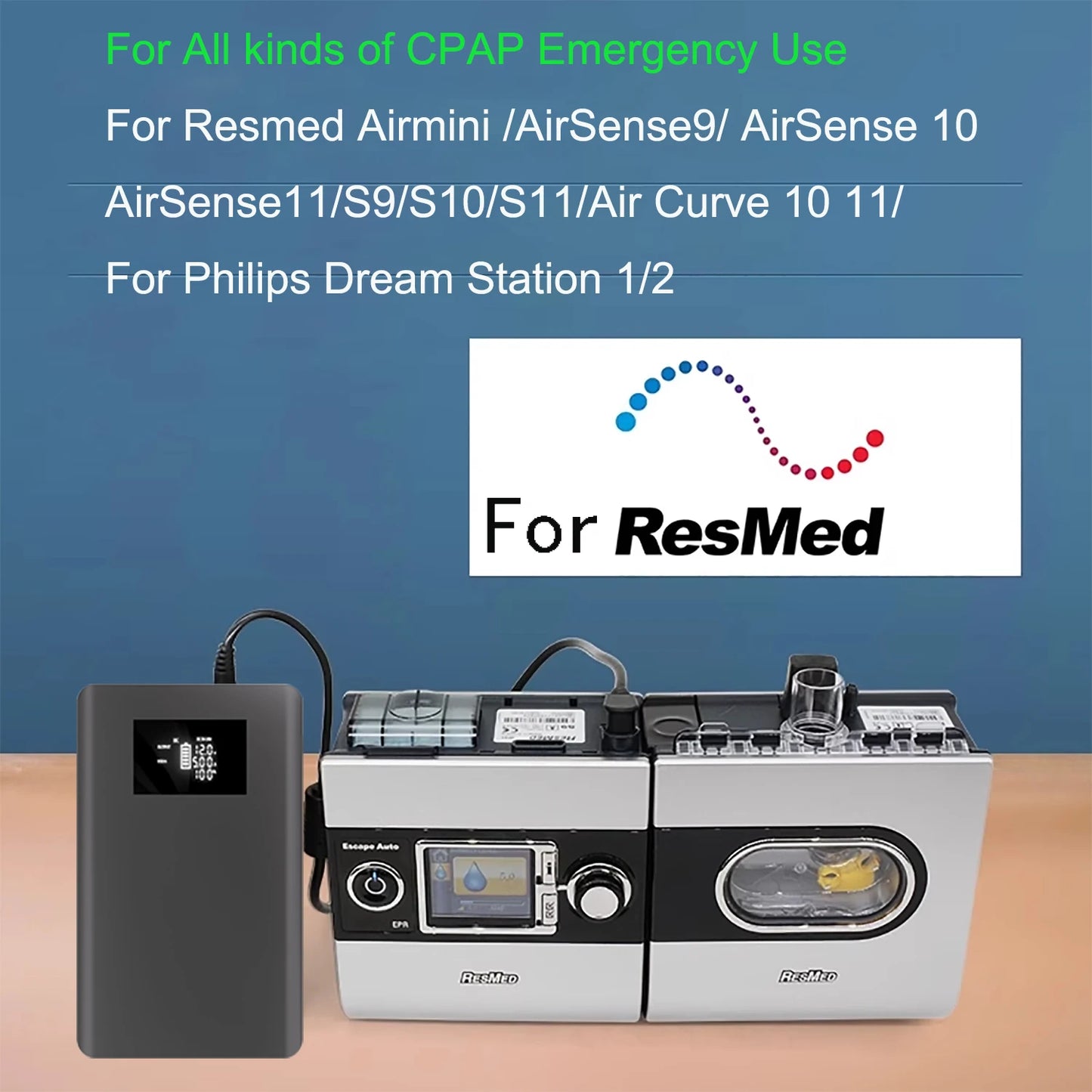 CPAP Battery Pack Power bank DC Output 12V 19V 24V 3.75A 2.5A Powerbank For Resmed S9 Airsense 10 Aircurve 10 11 S10 S11 Machine