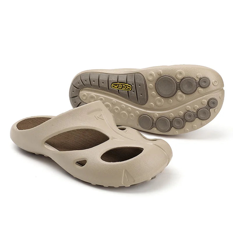 Wangkeen Shanti Outdoor Casual Beach Sandals Breathable Comfortable Men's Women's Trekking Shoes PVC Upper Flat Heel Printed...