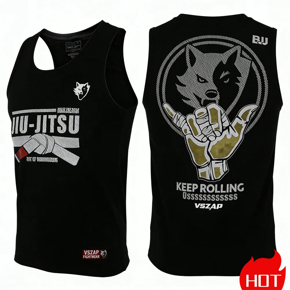 Summer men's sleeveless sports T-shirt Muay Thai training vest Quick drying wrestling vest Muay Thai men's t-shirts and tank top