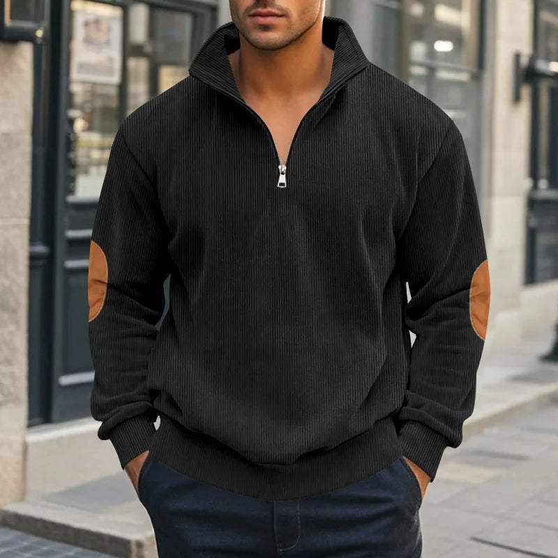 spring autumn new men's fleece sweatshirt stand-up collar half zipper pullover long sleeve sweatshirt corduroy trend men's tops