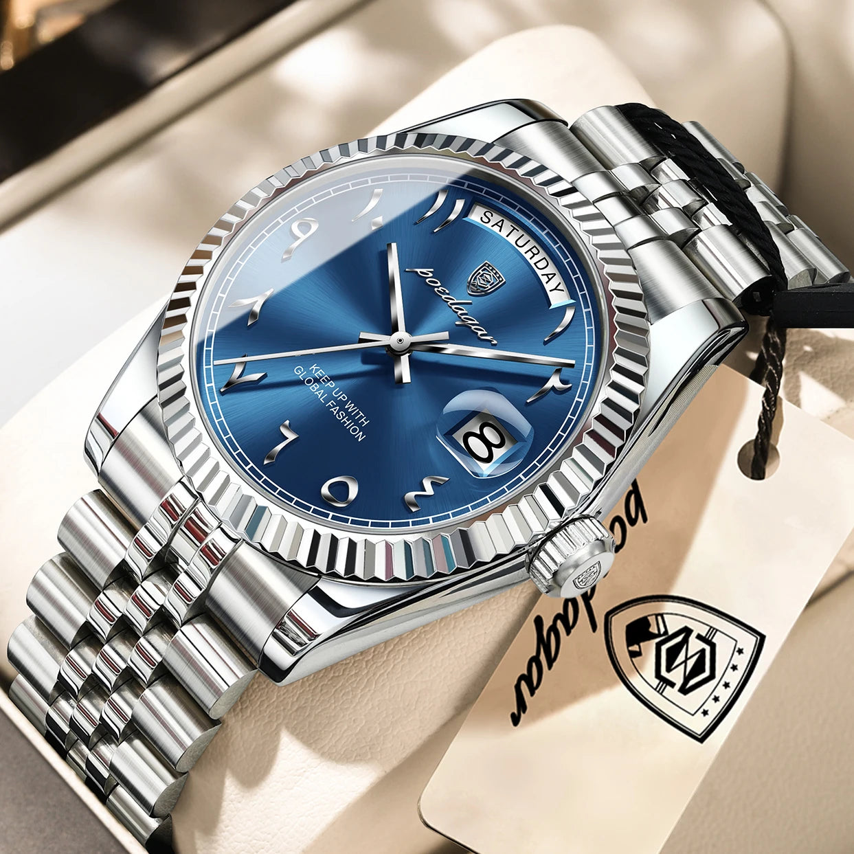 POEDAGAR Brand Fashion Men Clock Waterproof Date Week Business Man Watch Stainless Steel High Quality Quartz Men's Watches Reloj