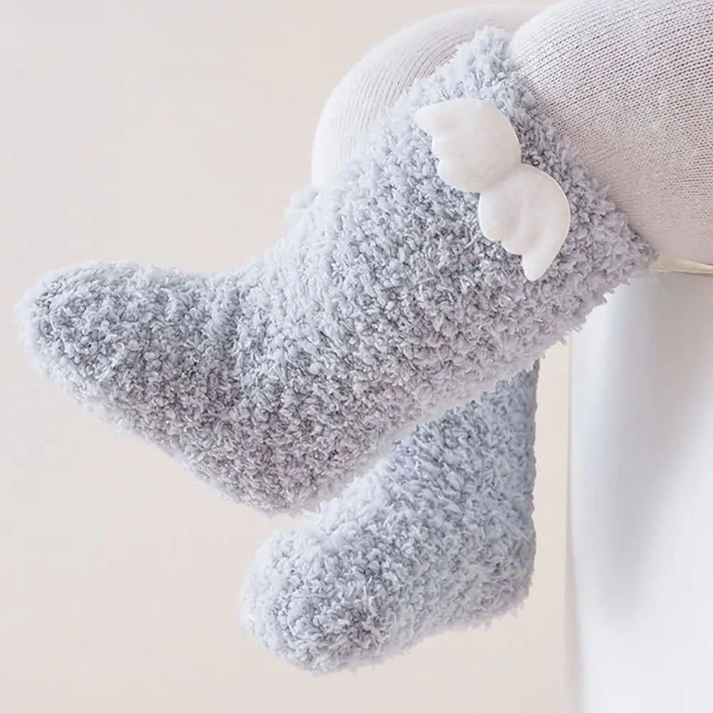 1 Pair Casual Thickened Newborn Baby Socks Anti-slip Solid Color Kids Floor Socks Warm Baby Foot Warmer Infant Winter