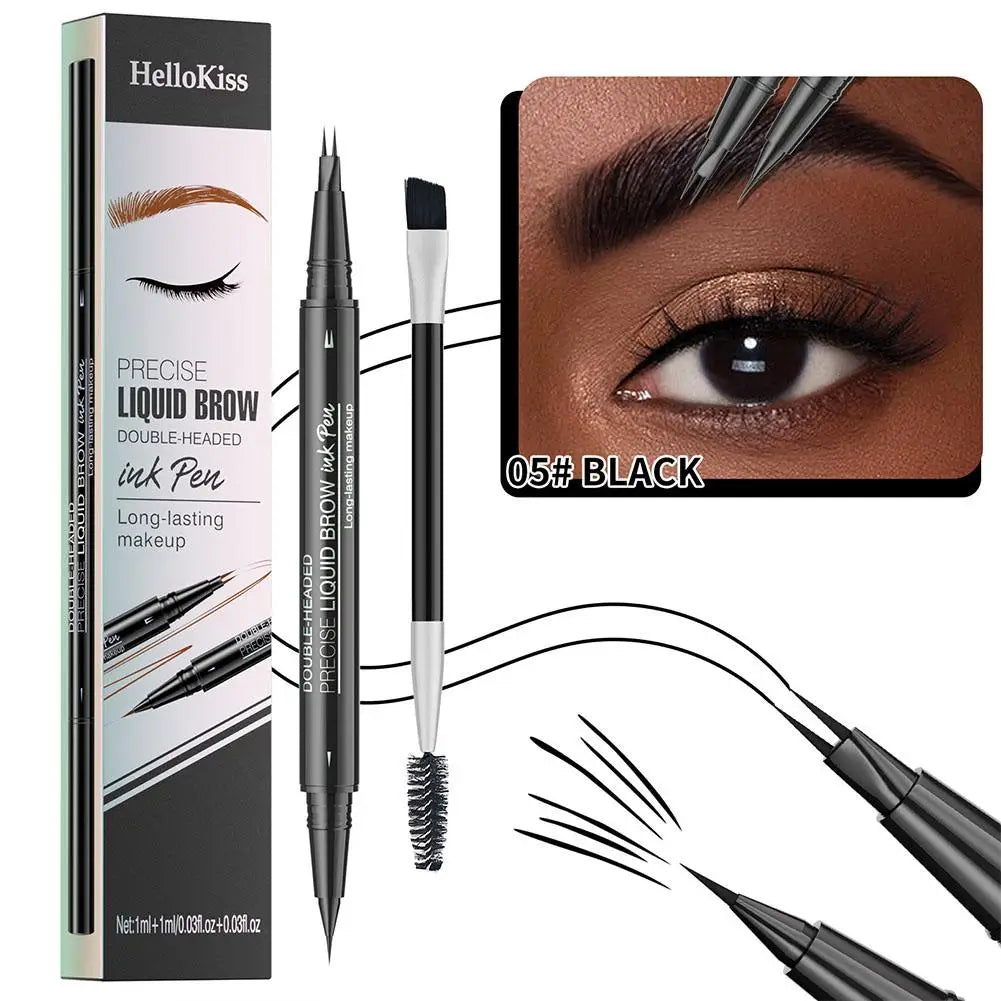 Two-pronged Eyebrow Pencil Waterproof Two-in-one Liquid Eyebrow Pencil Curved Eyebrow Pen With Fork And Precise Brush Tip Makeup