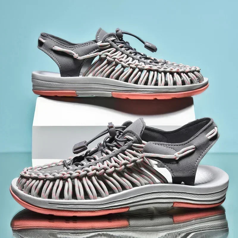 Breathable Casual Flat Sandals Outdoor Couples Sandals Size 48 Summer Men Sandals Women Slippers Weaving Design Beach Sandals