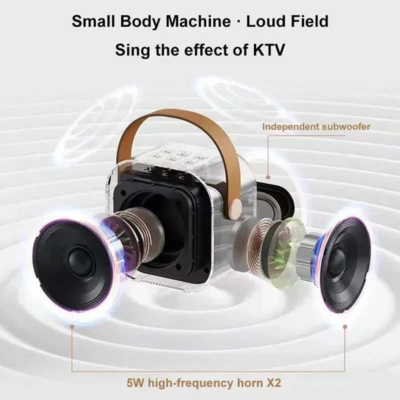 Portable Bluetooth K12 Machine Speaker With 1-2 Wireless Microphones HiFi Singing Family Loudspeaker Children's Gift