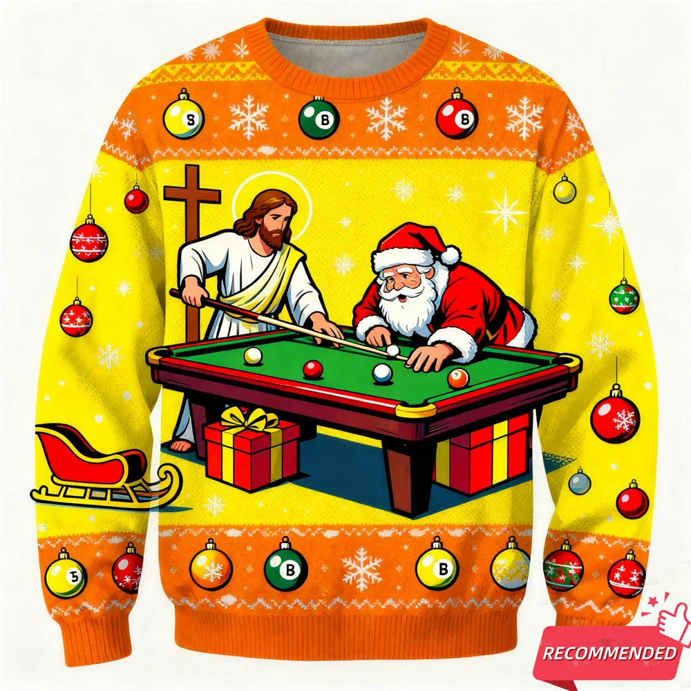 Men's Anime Santa Jesus Funny Ugly Christmas Sweater Kids Children's Pullovers Christmas Tops Holiday Gift Party Xmas Sweatshirt