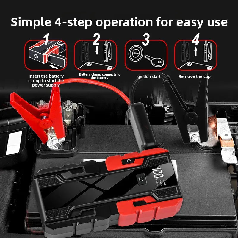 6000mAh large capacity 12V car emergency start power supply, portable power bank,  can be used for lighting and USB charging