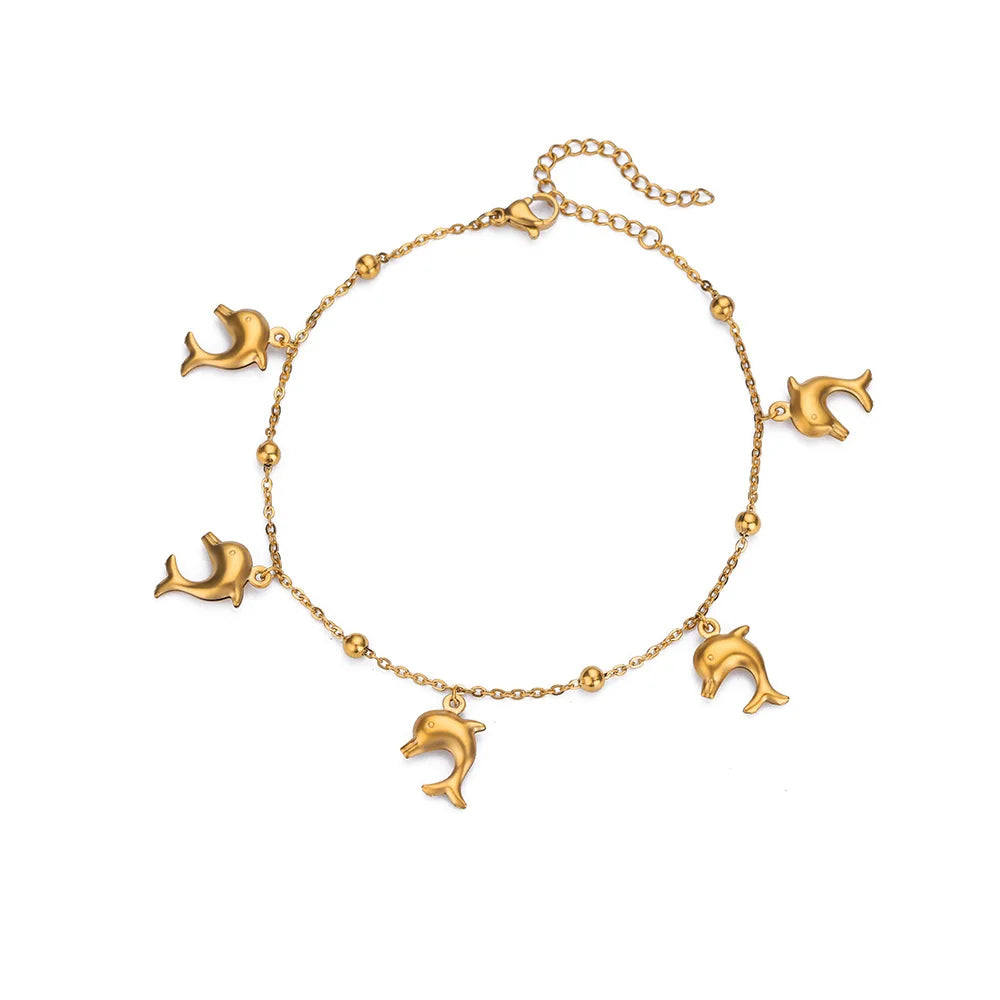 316L Stainless Steel Starfish Shell Charms Anklet For Women Fashion Gold Color Chain Summer Beach Aesthetic Jewelry Accessories