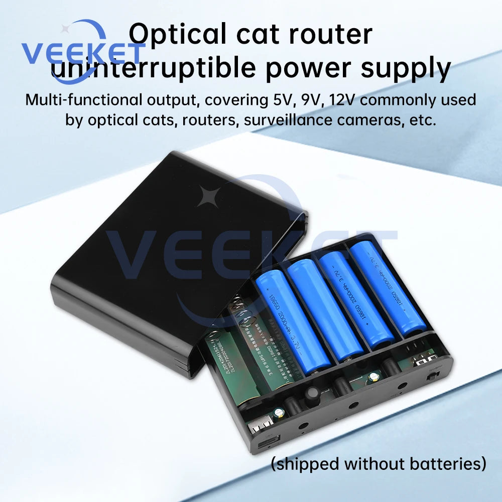 DIY Power Bank 18650 Battery Case UPS Uninterrupted Power Supply Multi Voltage Output Optical Cat Router Charger Box