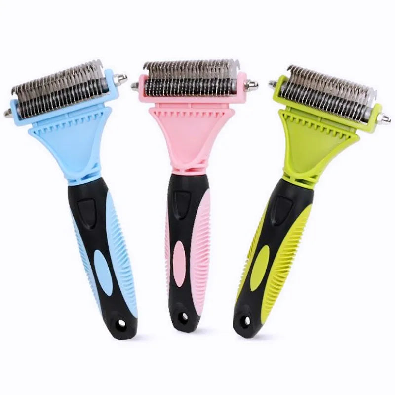 Dog Comb Knife Dogs Brush Stainless Steel Dog Brushes Pet Hair Remover Dogs Grooming Double Sided Combs for Pet Hair Cleaning