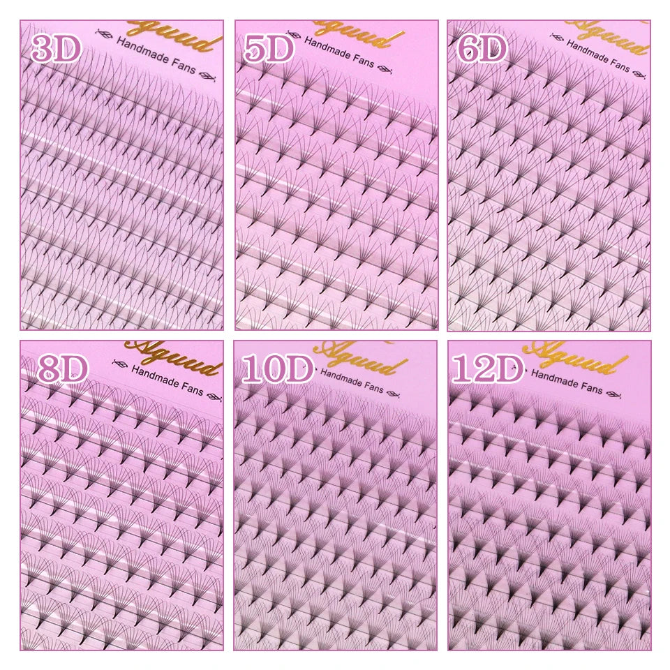 AGUUD Sharp Narrow Stem Premade Fans Eyelash Thin Pointy Base Russian Volume Fans Lash Premade Volume Fans Lashes Makeup Cilios