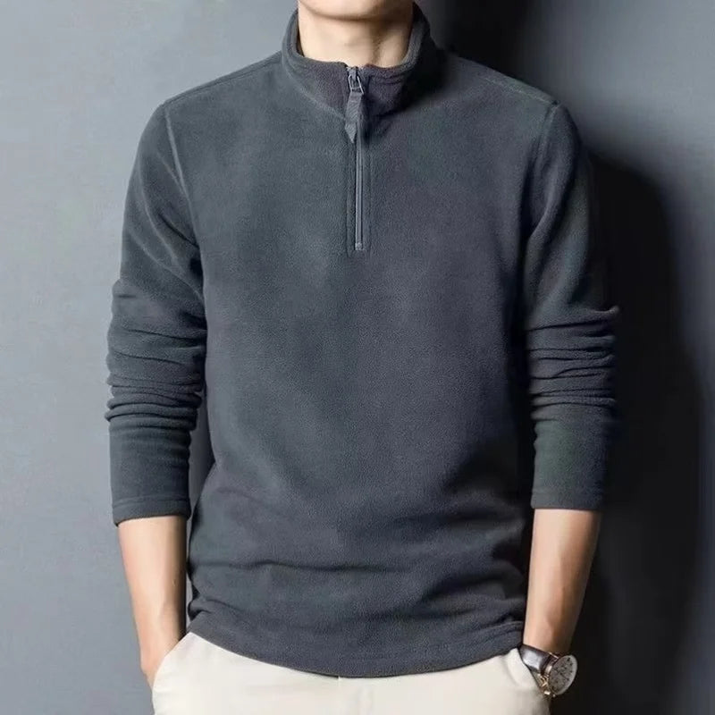 Men's insulation Polo Shirts 2026 Autumn Winter Standing Neck Half Zip Long Sleeve Fashion Versatile Sweatshirt Tees thicken Top