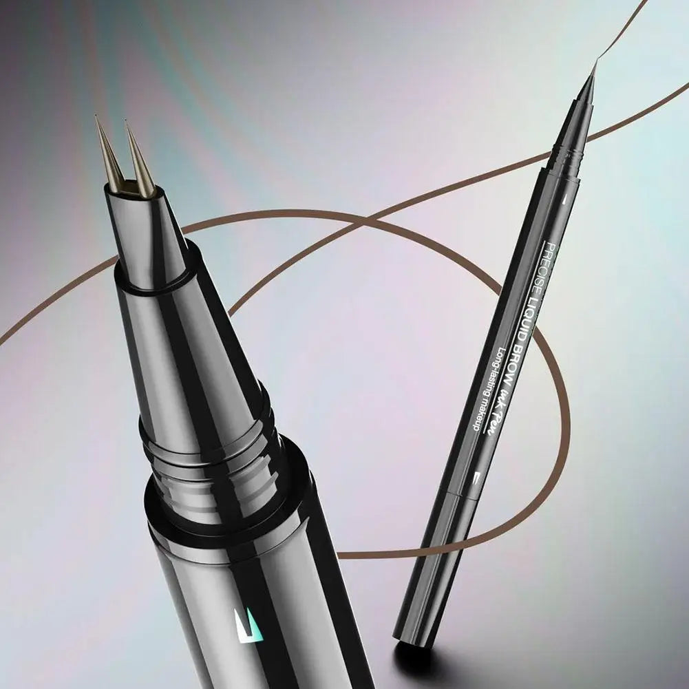 Two-pronged Eyebrow Pencil Waterproof Two-in-one Liquid Eyebrow Pencil Curved Eyebrow Pen With Fork And Precise Brush Tip Makeup