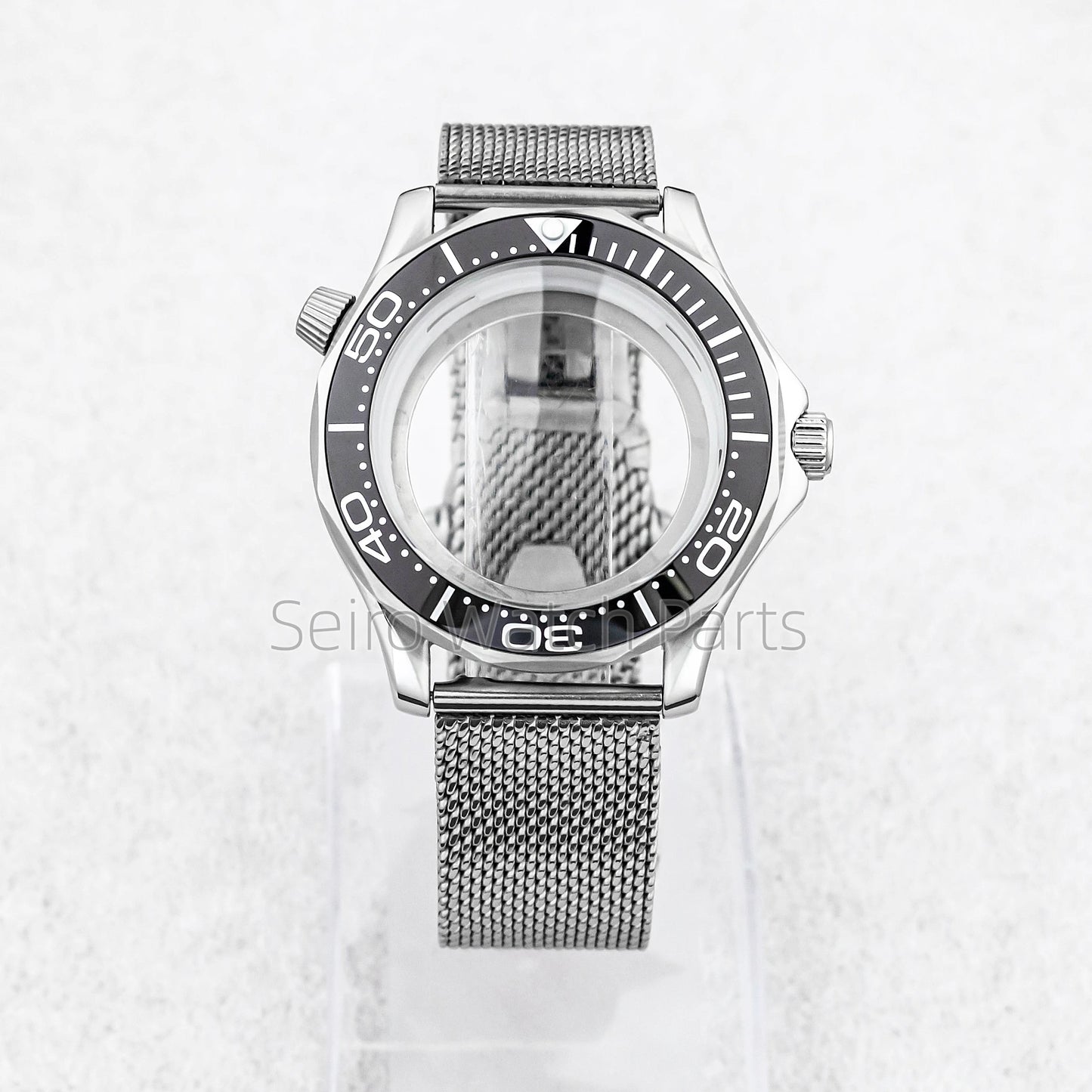 NH35 Case Dial Mesh Strap Bracelet for Seamaster 300 Watches Men Stainless Steel 10ATM Waterproof 41mm Case fit NH35/36 Movement