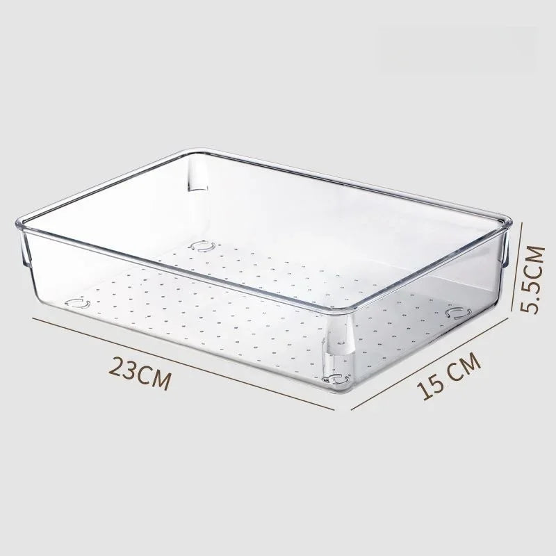 Clear Plastic Drawer Organizers 4 Sizes Makeup storage Bins Home Dresser Office Kitchen Drawer Separator sundries Organization