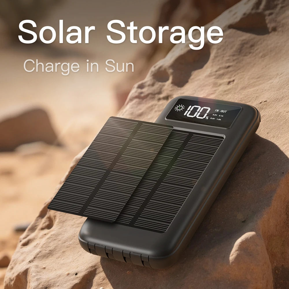 Lenovo 500000mAh Power Bank Solar Charge Portable Large Capacity Digital Display Mobile Powerbank for iPhone Huawei Samsung New