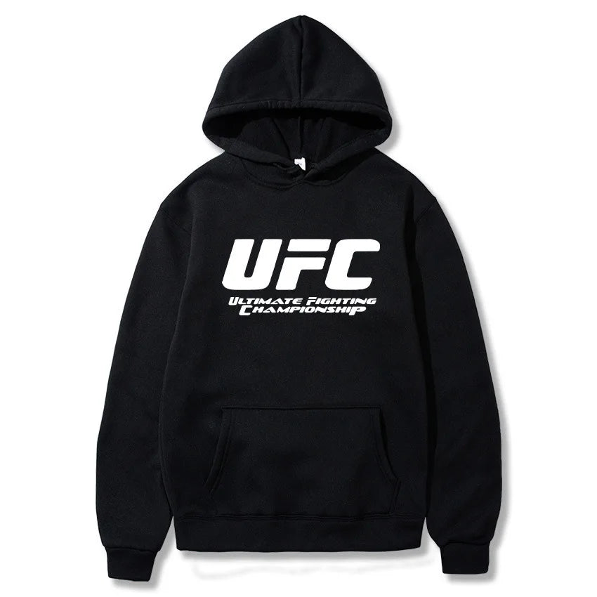 2026 New UFC Men's Hooded Sweatshirt Autumn Winter Polar Print Casual Sports Hooded Sweat