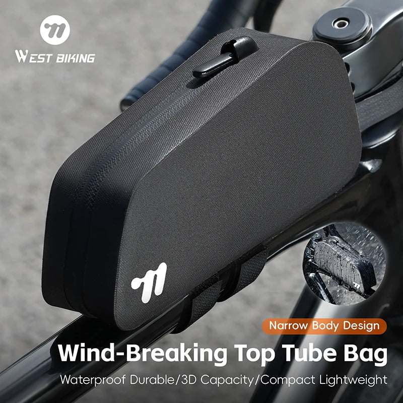 WEST BIKING Bicycle Top Tube Bag 1L TPU Hard Shell Waterproof Bike Front Frame Bag Cycling Tool Storage Bag Bike Accessories