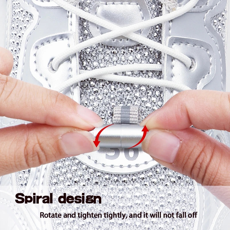 Install Simple Swivel Buckle Laces Automatic Shoelaces Without Ties Unisex Thick Rope Tennis Sneakers Shoelace Shoe Accessories