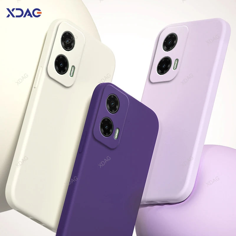 Original Basic Phone Case for Motorola Moto G35 5G Square Liquid Silicone Soft High Qualtiy Internal Flocking Bumper Cover Funda