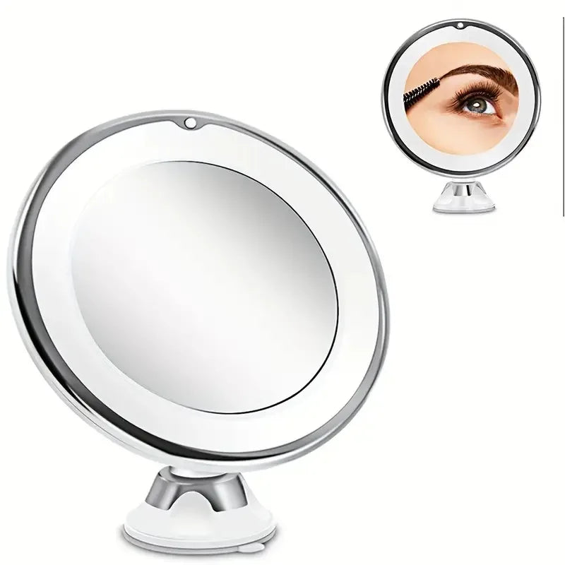 Makeup Mirror with LED Fill Light, 10x Magnification, Upright, Essential for Desktop, Makeup Easier, Vanity Mirror, Round