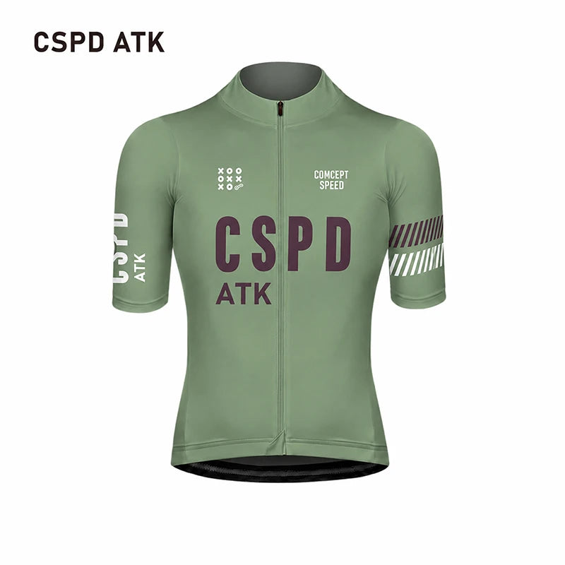 CSPD ATK men's cycling sportswear set summer lightweight cycling jersey sponge cushion cycling bib MTB cycling suit