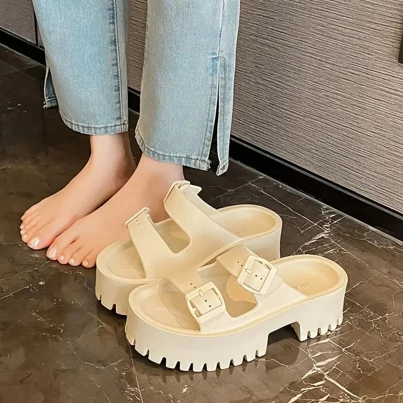 Summer Women Slippers Platform Clogs Garden Shoes Outdoor Beach Sandals Female Casual Indoor Home Bathroom Slides Chunky Mules