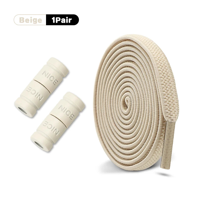Elastic Laces Sneakers No Tie Shoe laces Colorful Capsule Lock Shoelaces Without ties Kids Adult 0.6cm Flat Shoelace 1Pair/2Pair