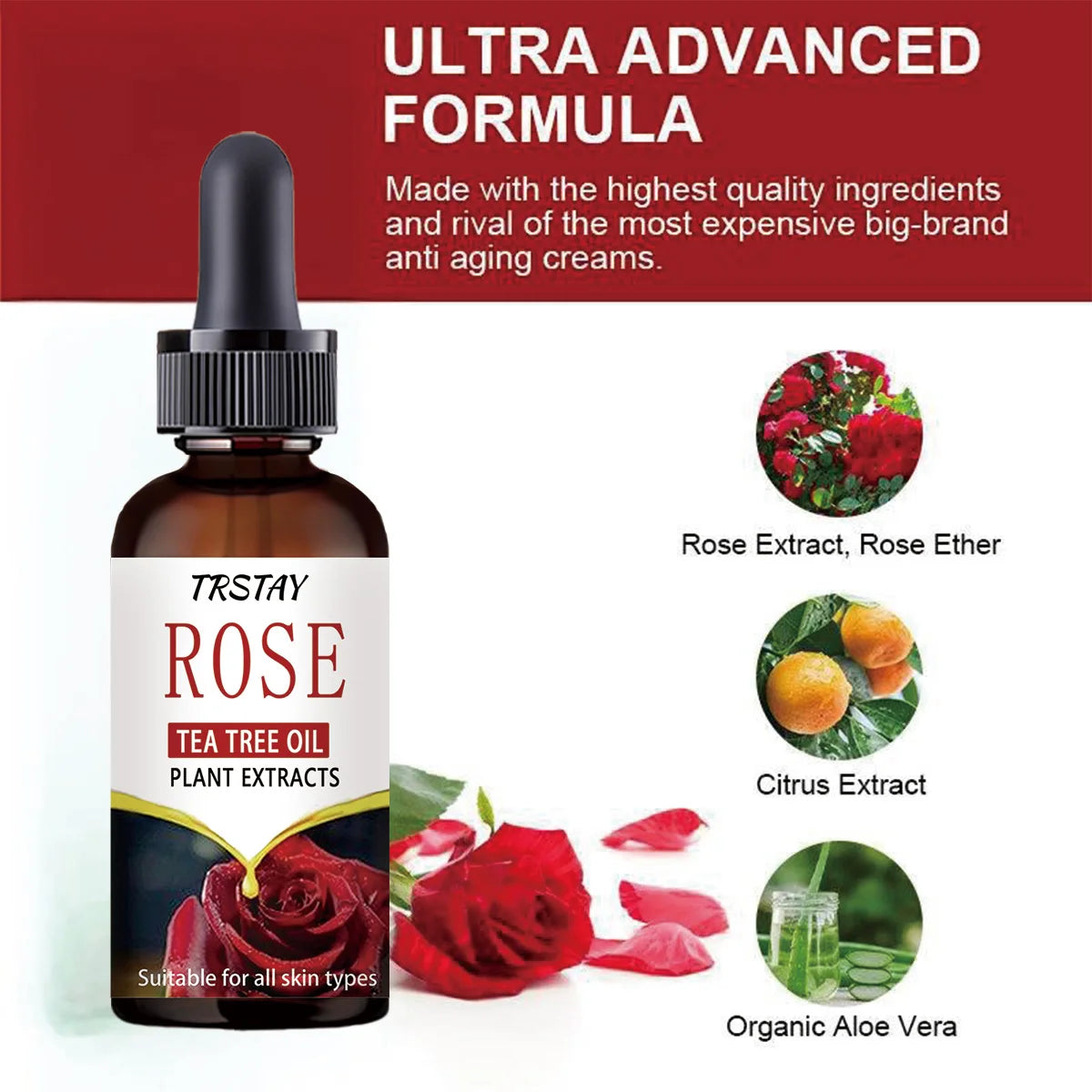 5ML/15ML/30ML/50ML/Catfit Natural Rose Essential Oil Relaxes SPA Body Oil Moisturizing Firming Skin Oil Improve Sleeping YOGA Sk