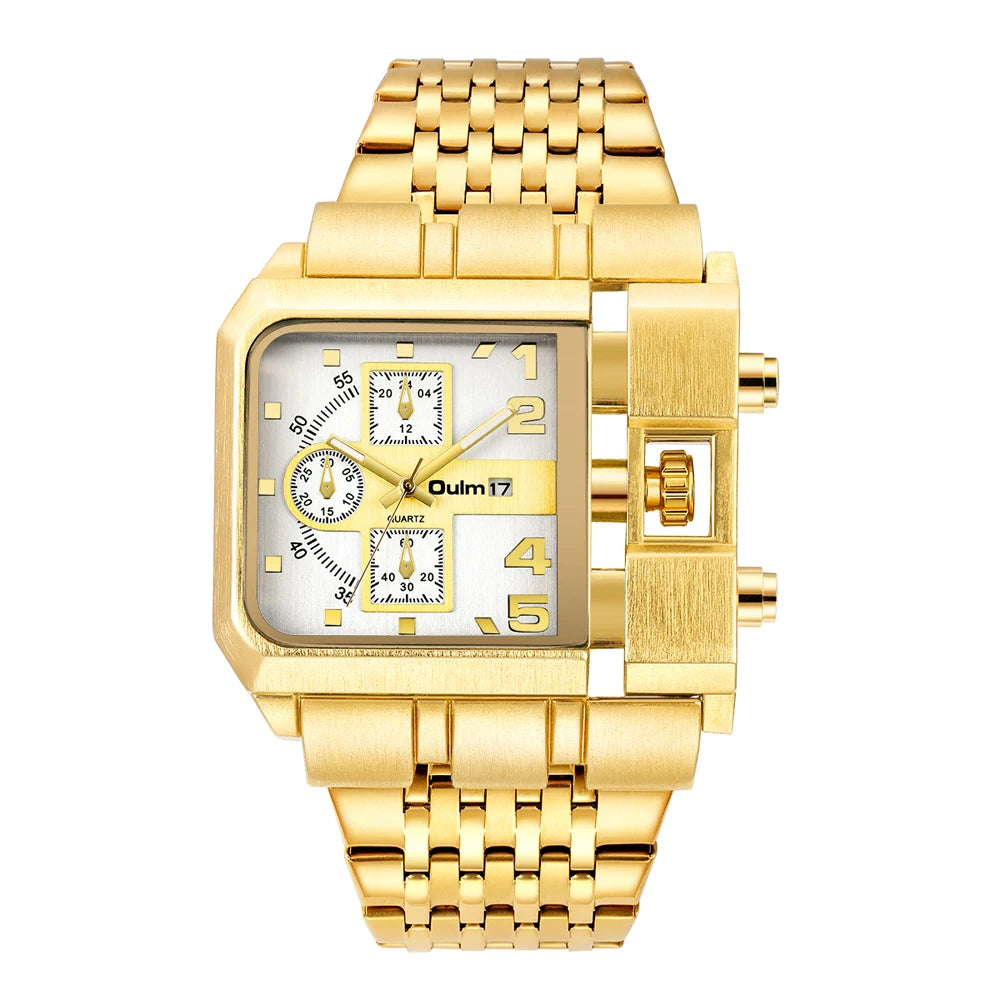 Men's Watches Mens Quartz Casual Leather Strap Wristwatch Sports Man Multi-Time Zone Military Male Watch Clock Relogios